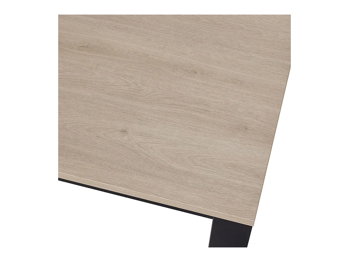 Table repas 230cm plateau aspect bois finition Urban Oak pieds métal noir - BRIDGE