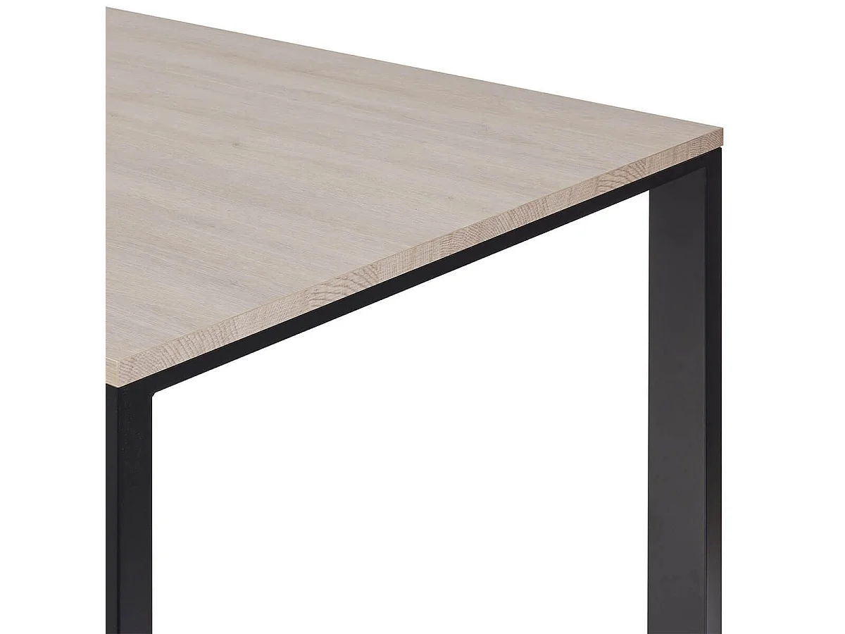 Table repas 200cm plateau aspect bois finition Urban Oak pieds métal noir - BRIDGE