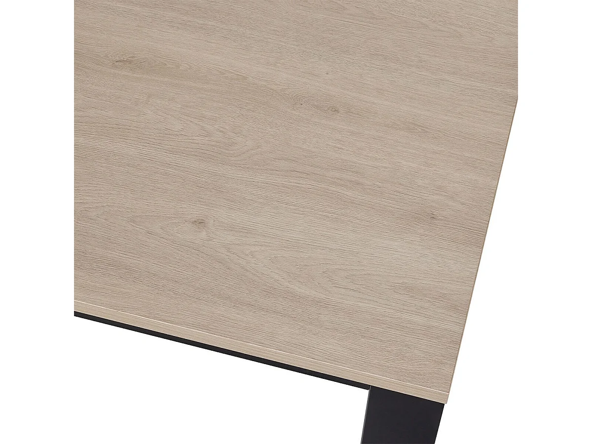 Table repas 200cm plateau aspect bois finition Urban Oak pieds métal noir - BRIDGE