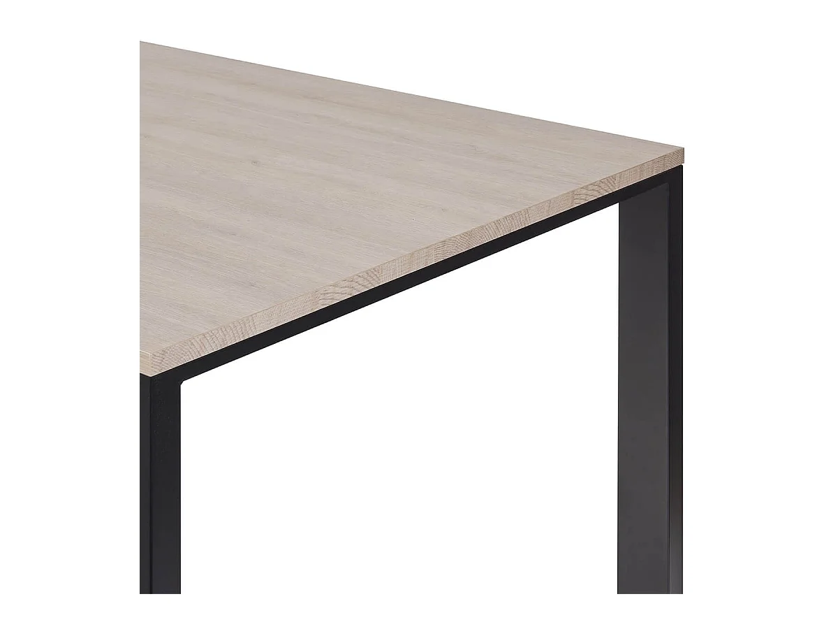 Table repas 170cm plateau aspect bois finition Urban Oak pieds métal noir - BRIDGE