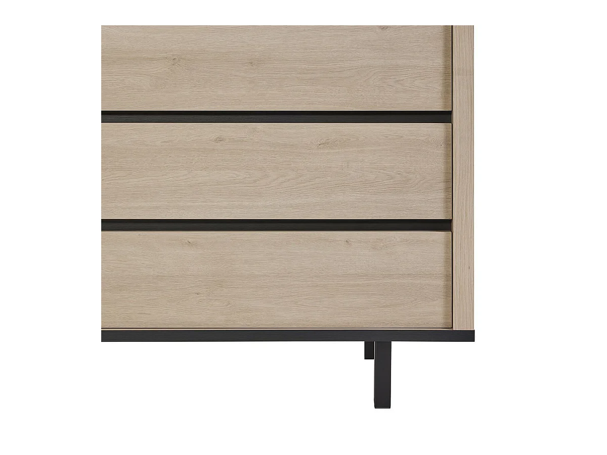 Buffet 2 portes 3 tiroirs aspect bois finition Urban Oak - BONNIE