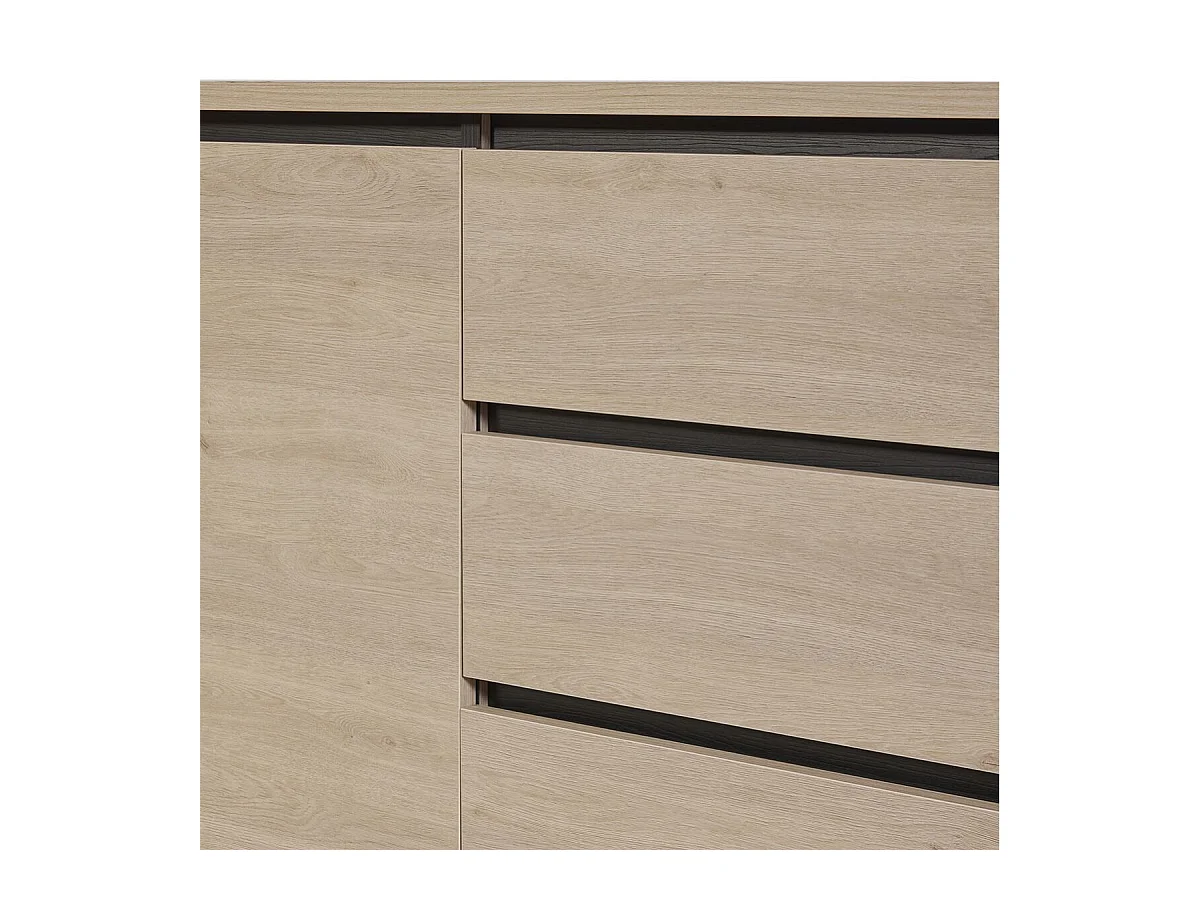 Buffet 2 portes 3 tiroirs aspect bois finition Urban Oak - BONNIE