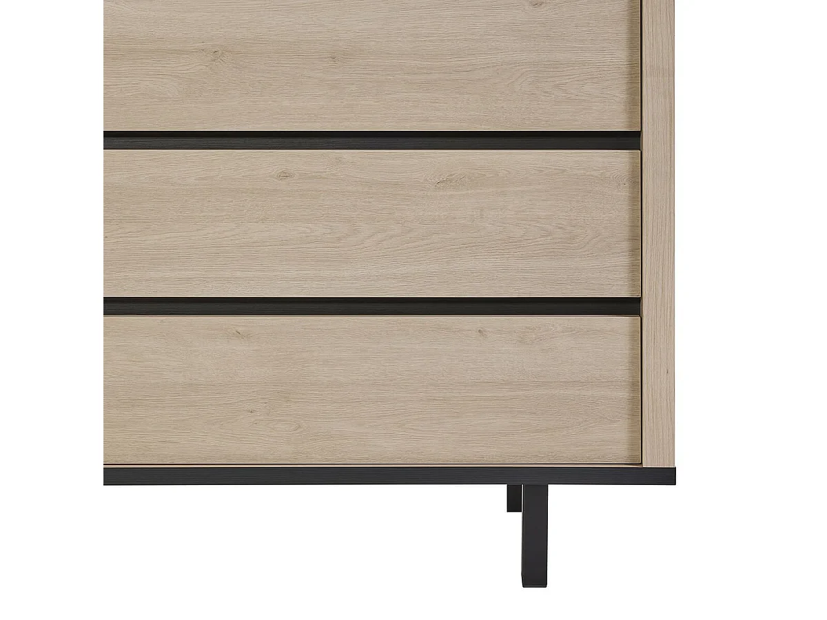 Buffet 2 portes 3 tiroirs aspect bois finition Urban Oak - BONNIE
