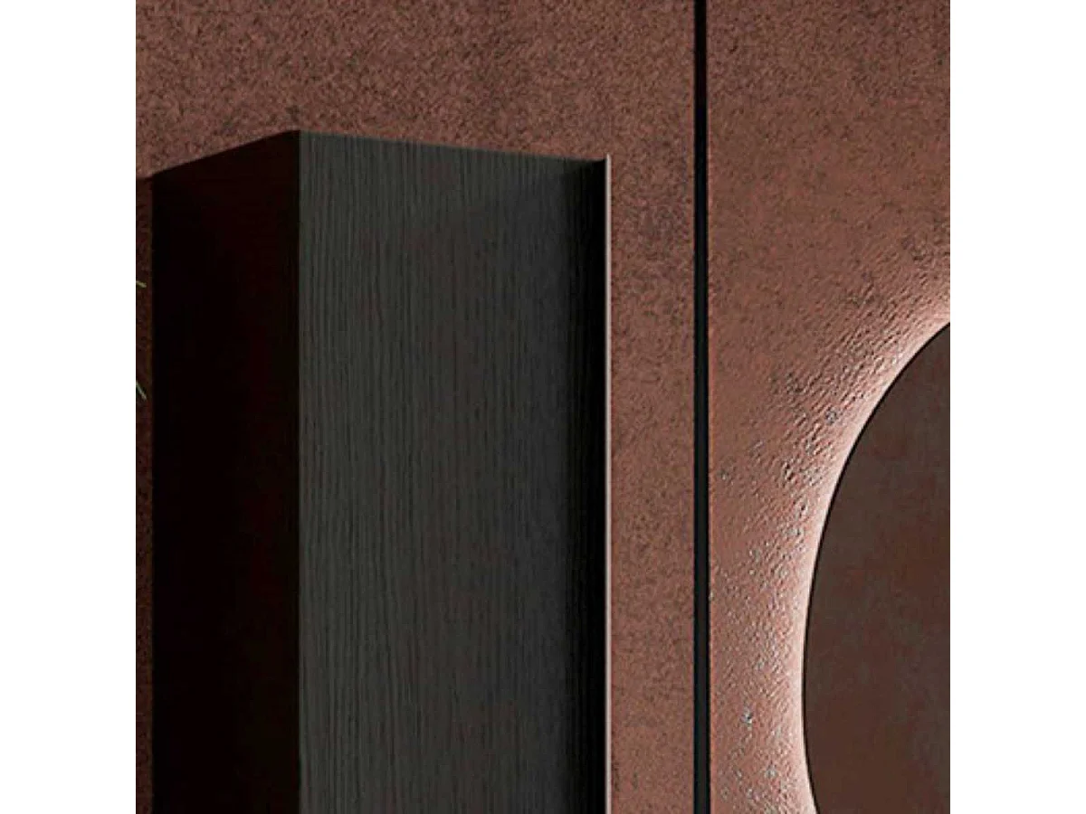 Colonne murale suspendue 1 porte aspect bois finition noir - TERAS