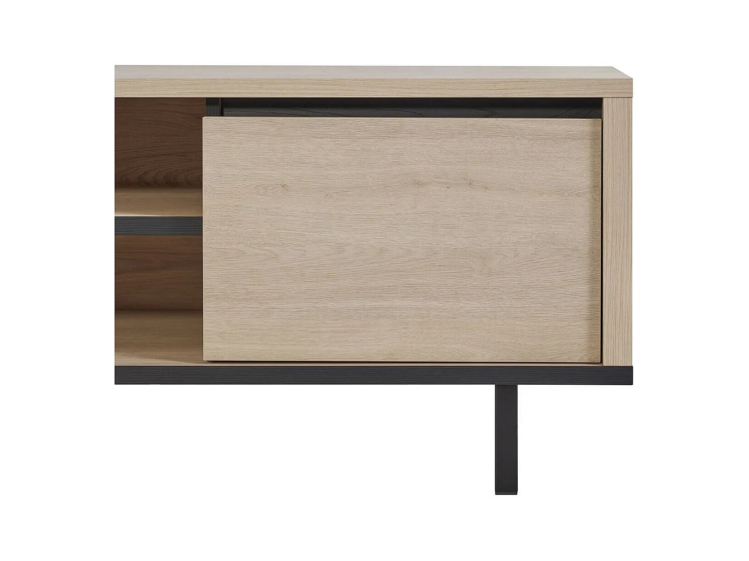 Meuble TV 2 portes et niches centrales aspect bois finition Urban Oak - BONNIE