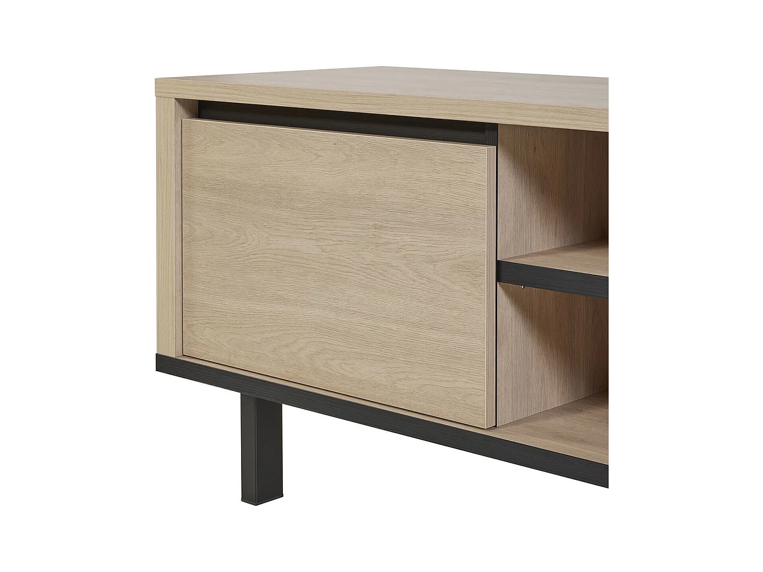 Meuble TV 2 portes et niches centrales aspect bois finition Urban Oak - BONNIE