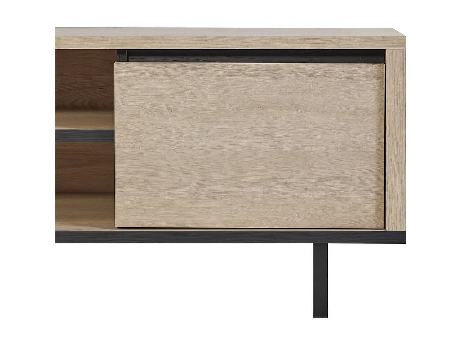 Meuble TV 2 portes et niches centrales aspect bois finition Urban Oak - BONNIE