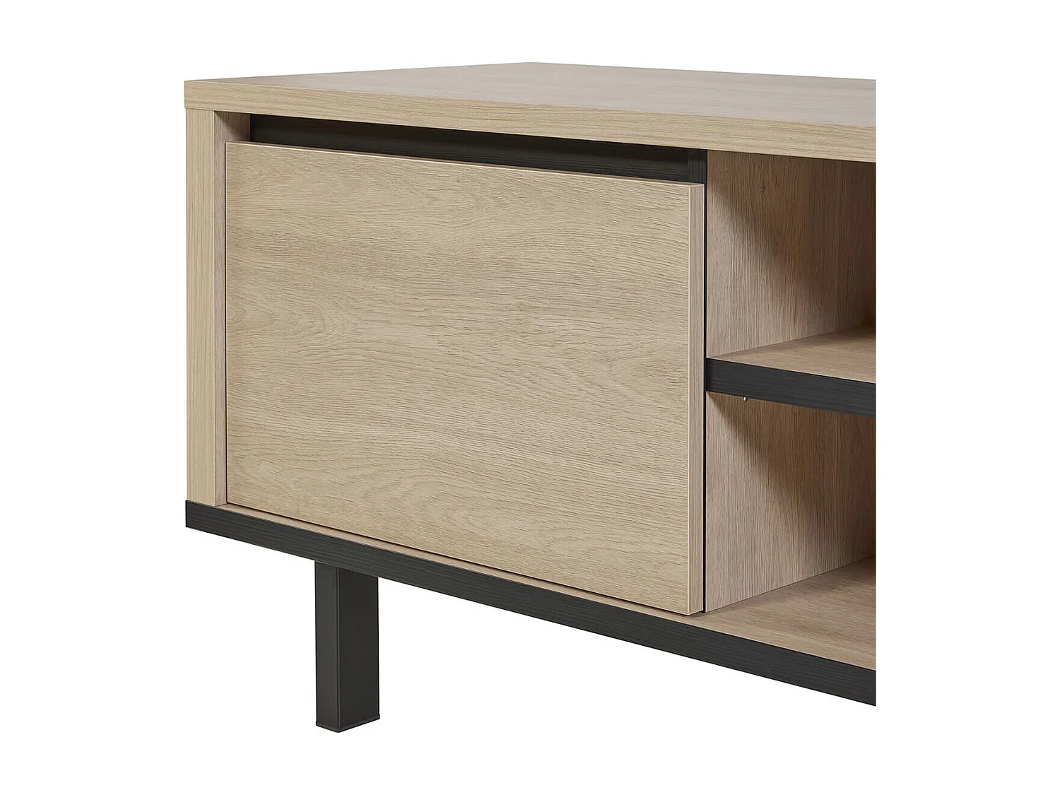 Meuble TV 2 portes et niches centrales aspect bois finition Urban Oak - BONNIE