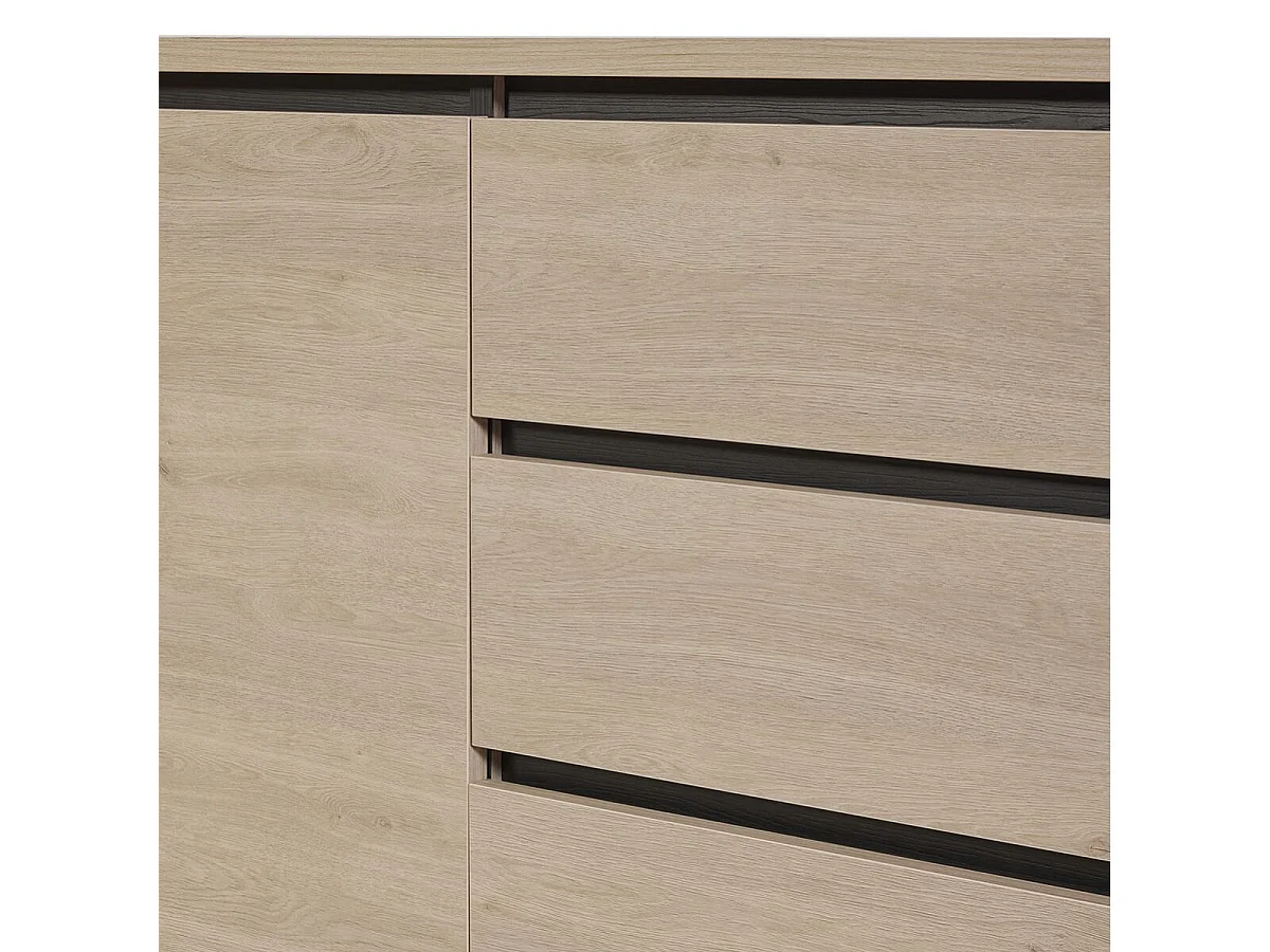 Ensemble séjour table repas 170cm + buffet aspect bois finition Urban Oak - BONNIE