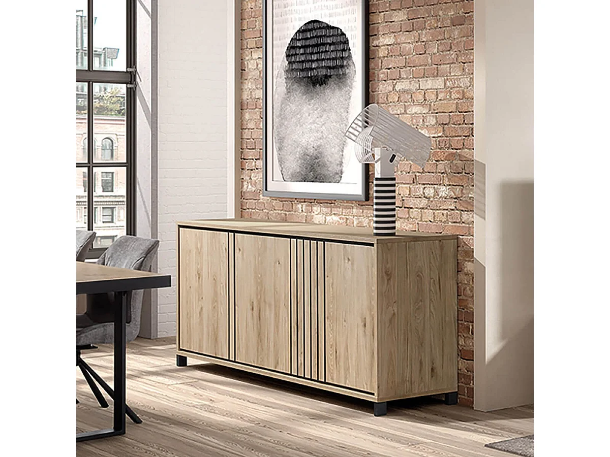 Ensemble séjour buffet + table basse + meuble TV Aspect bois - ANTHONY