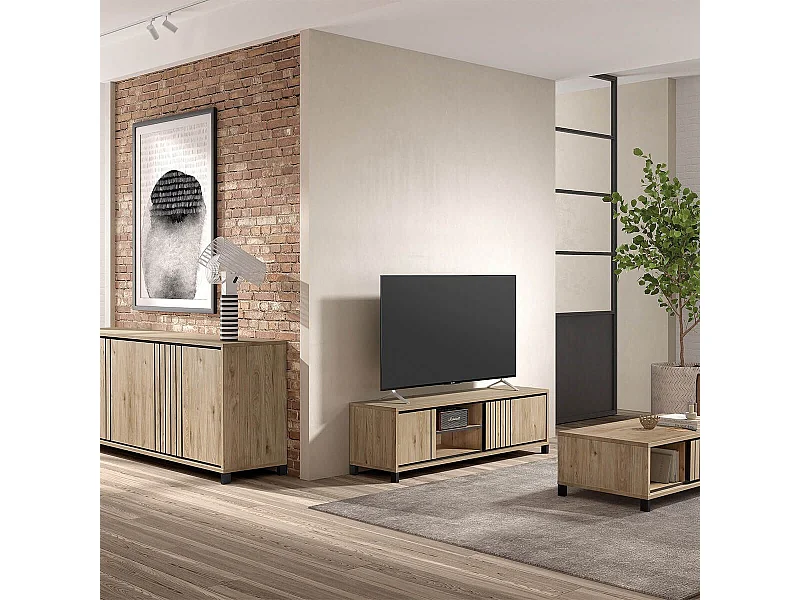 Ensemble séjour buffet + table basse + meuble TV Aspect bois - ANTHONY