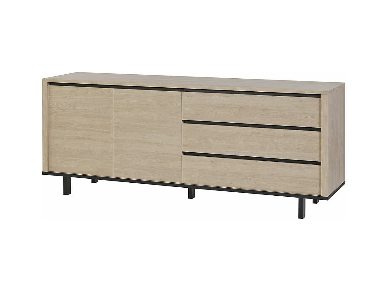 Ensemble séjour table repas 230cm + buffet aspect bois finition Urban Oak - BONNIE