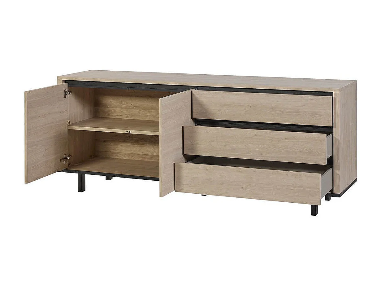 Ensemble séjour table repas 230cm + buffet aspect bois finition Urban Oak - BONNIE