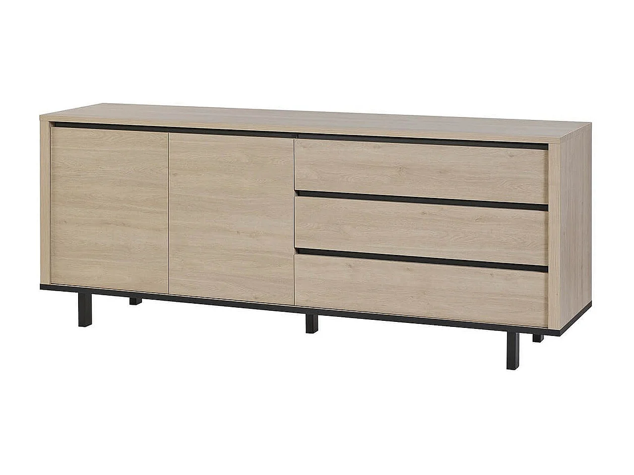 Ensemble séjour table repas 230cm + buffet aspect bois finition Urban Oak - BONNIE