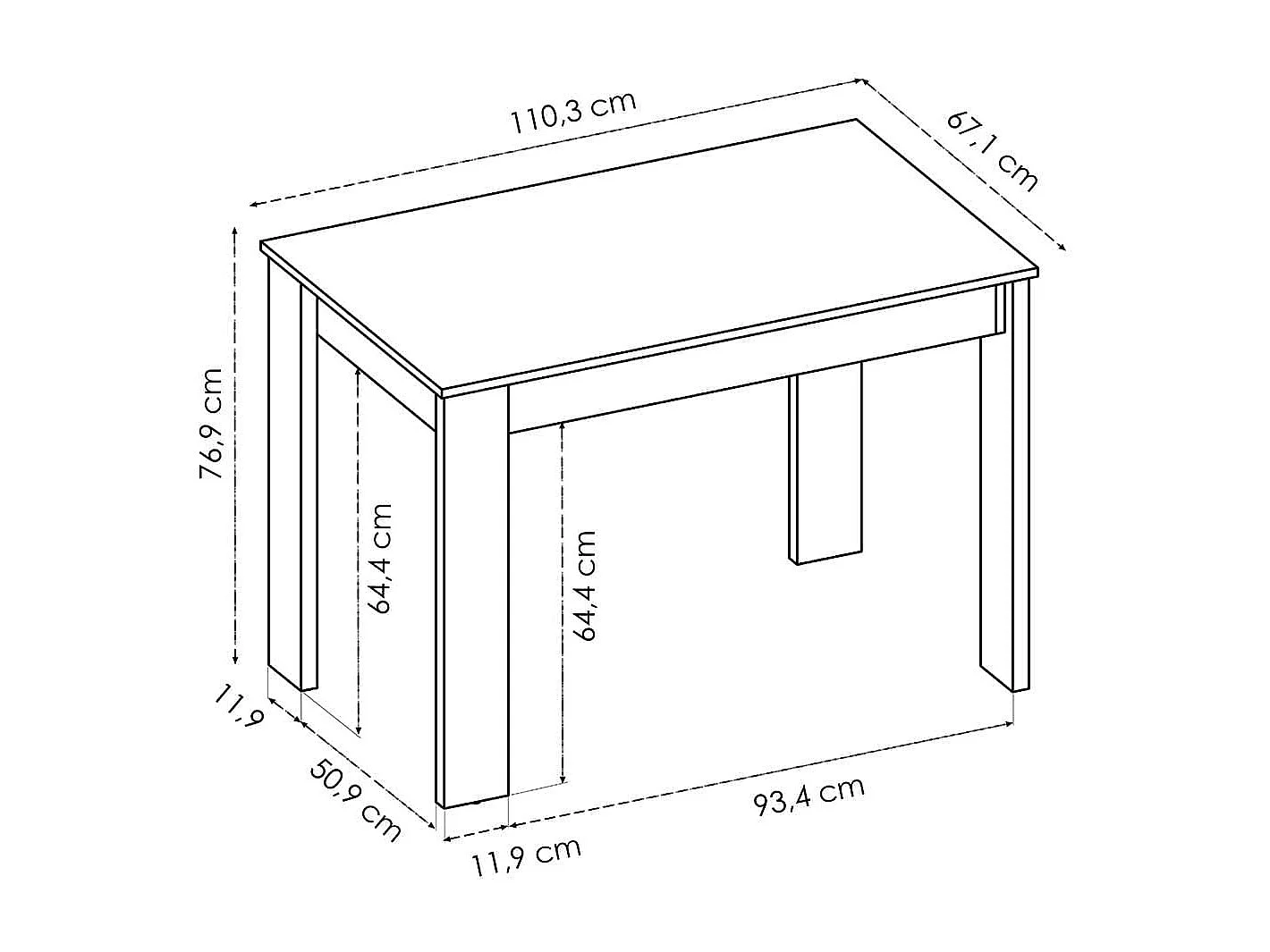 Mesa de cocina Aspen blanco 76,9x110,3x67,1 cm