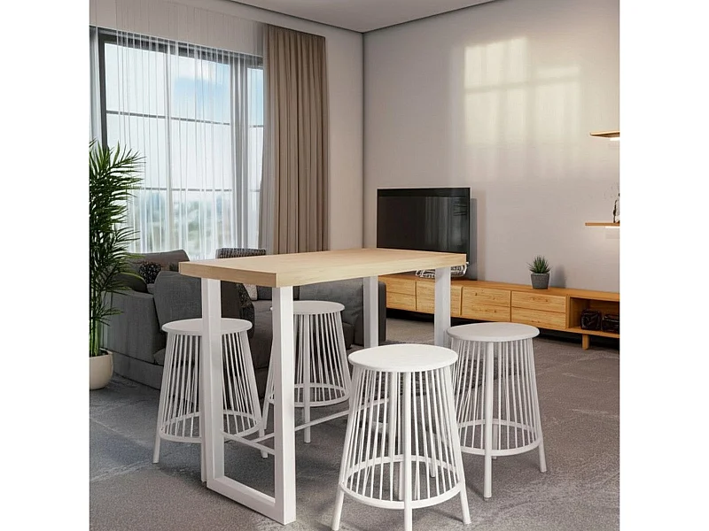 Mesa alta de comedor Loft diseño nórdico blanco 100x120x70 cm Adec