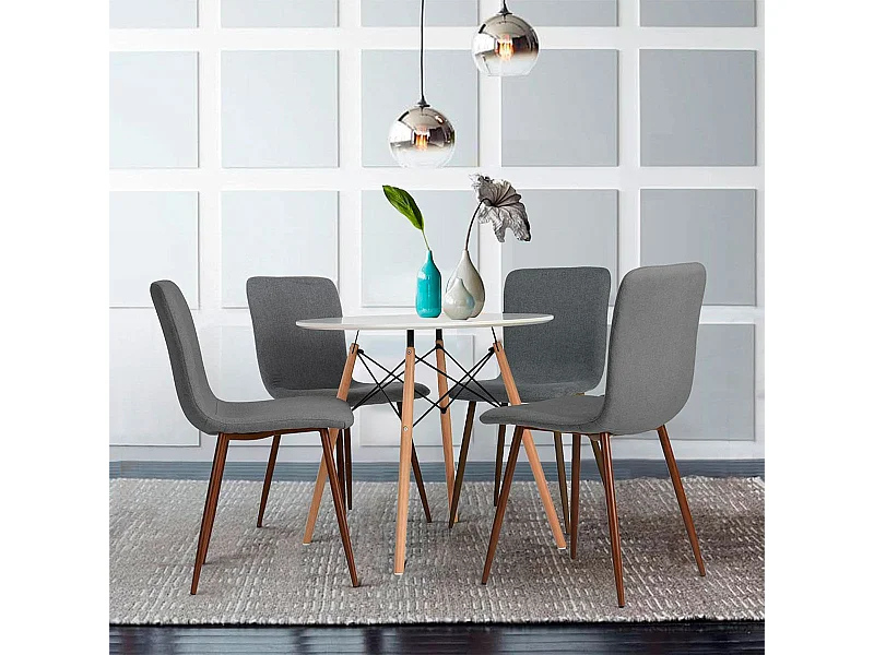 Mesa de Jantar Redonda Tower Branca e Faia 80x75 cm