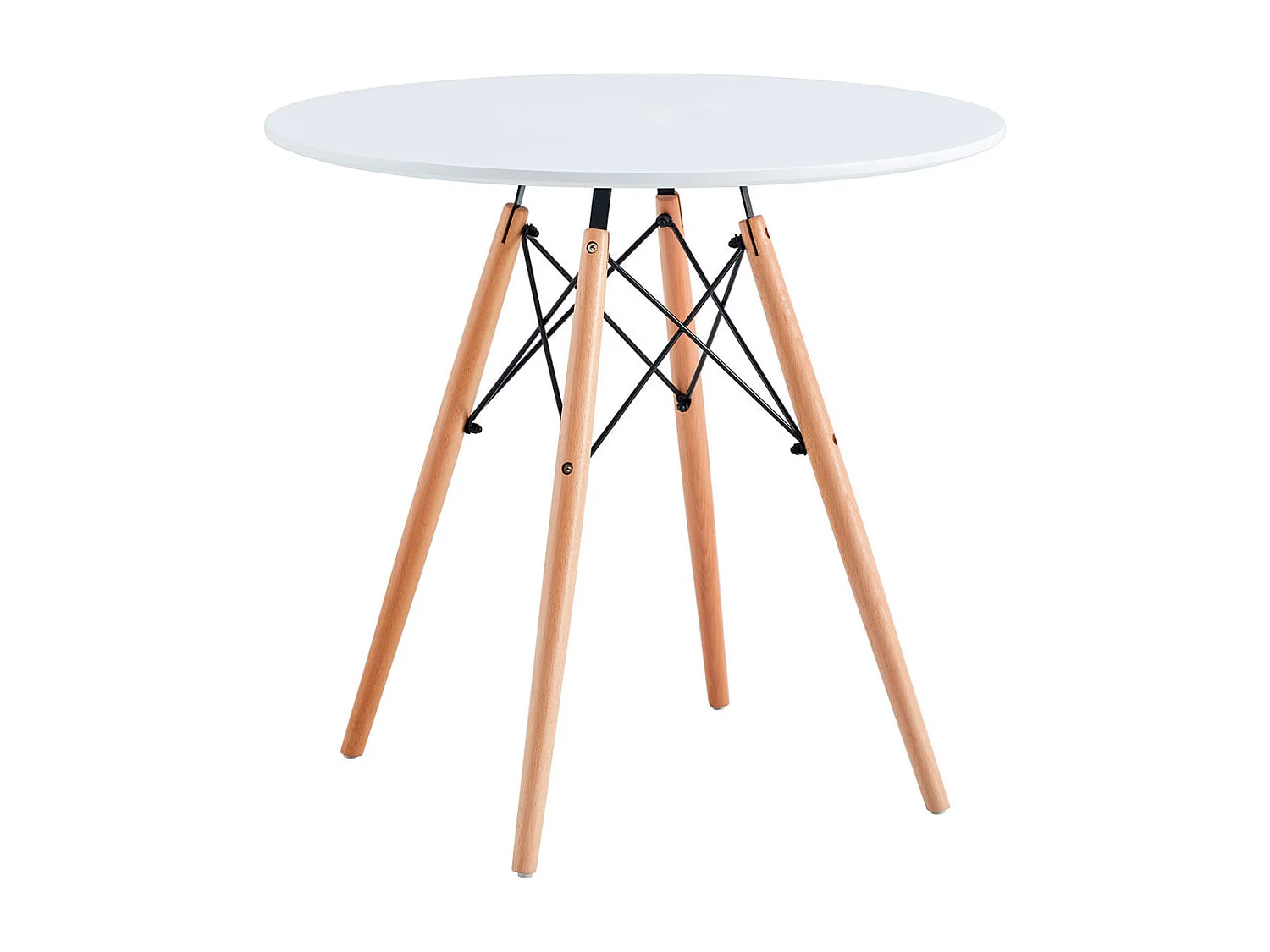 Mesa de Jantar Redonda Tower Branca e Faia 80x75 cm