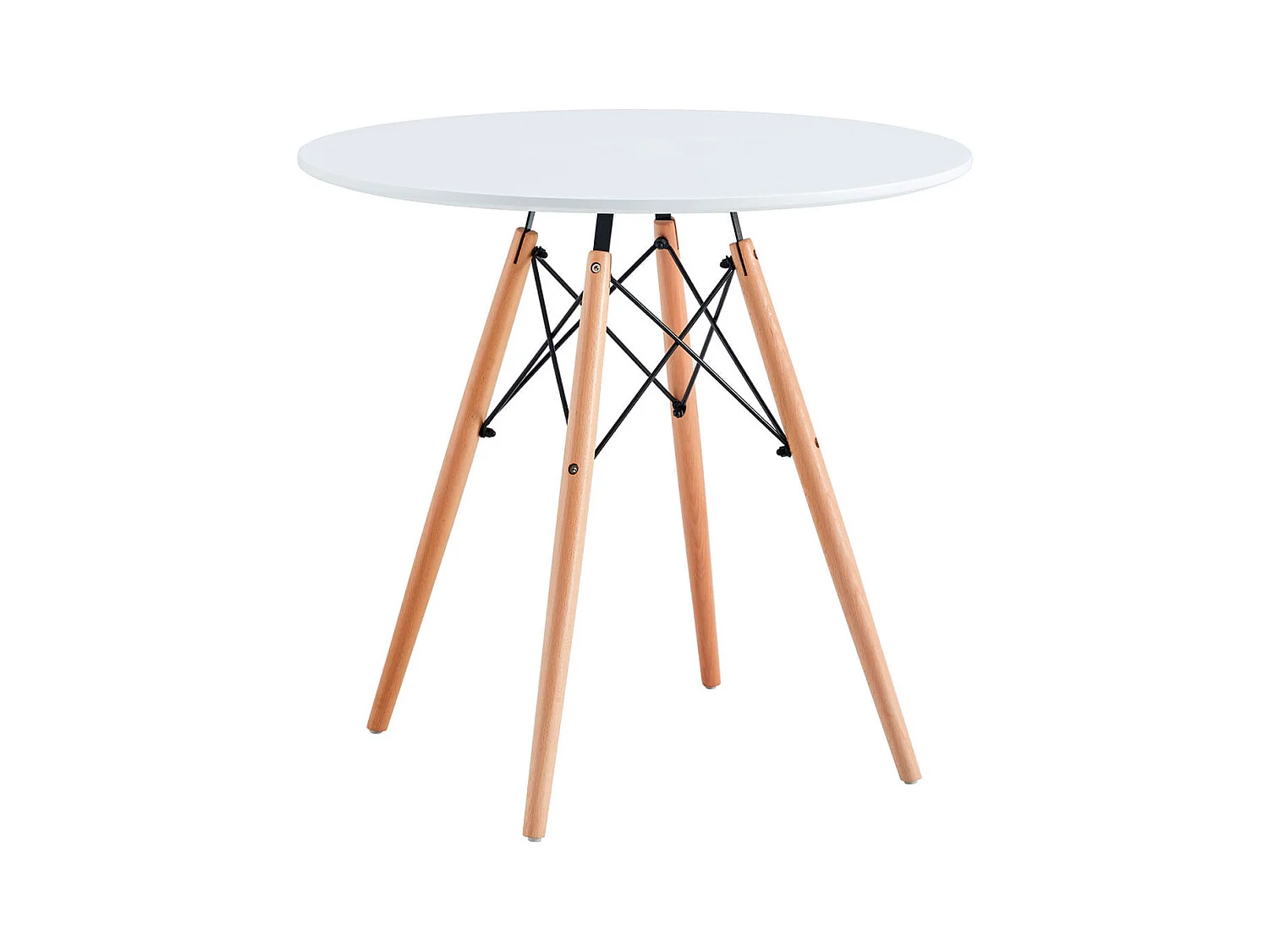 Mesa de Jantar Redonda Tower Branca e Faia 80x75 cm