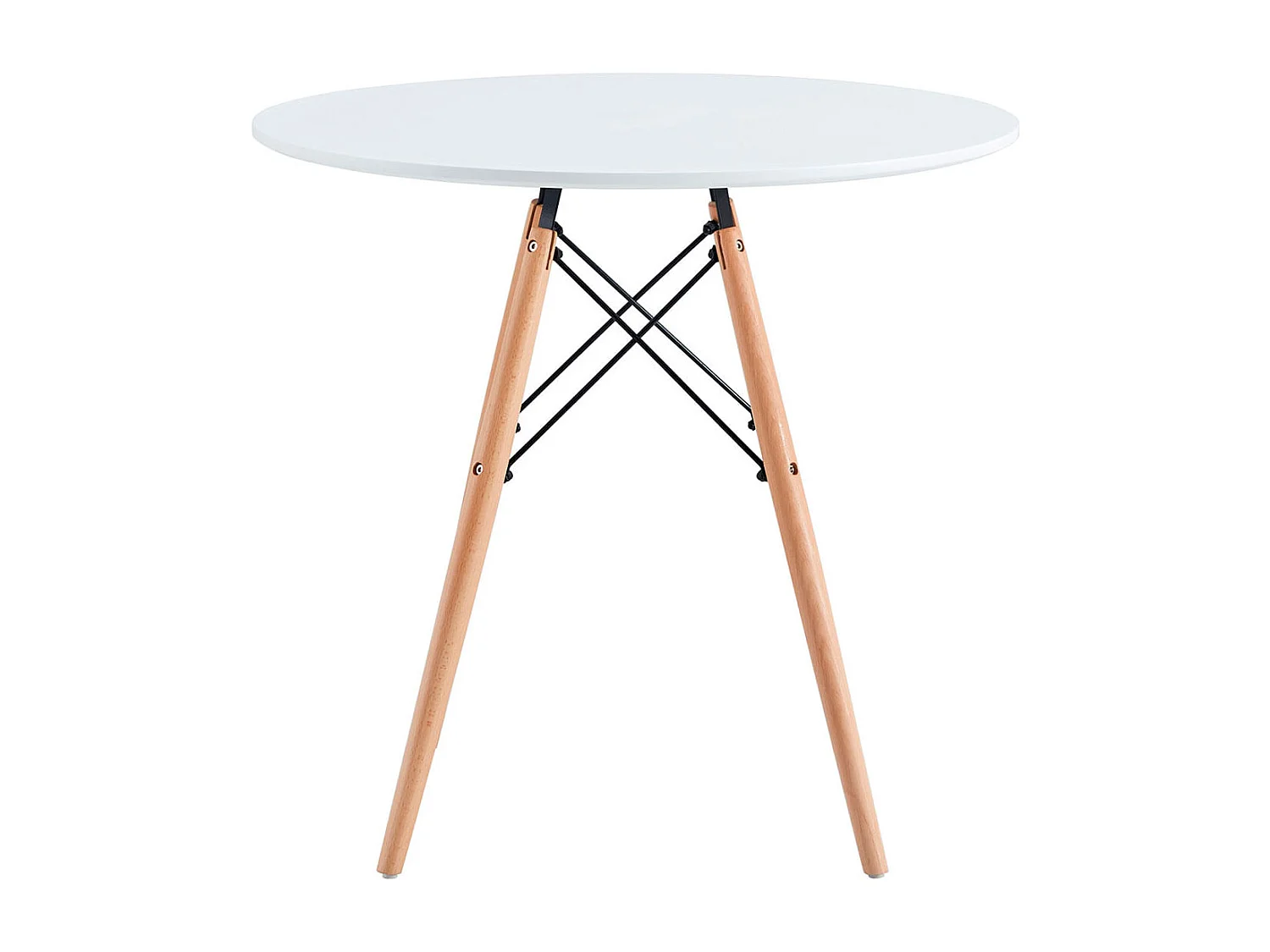 Table à manger ronde Tower blanche et hêtre 80x75 cm