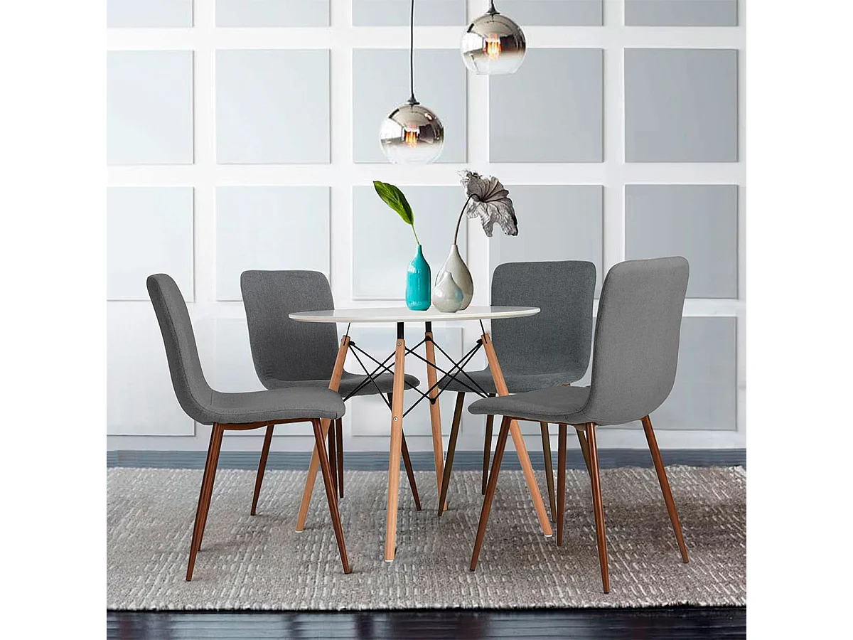 Mesa de Jantar Redonda Tower Branca e Faia 80x75 cm