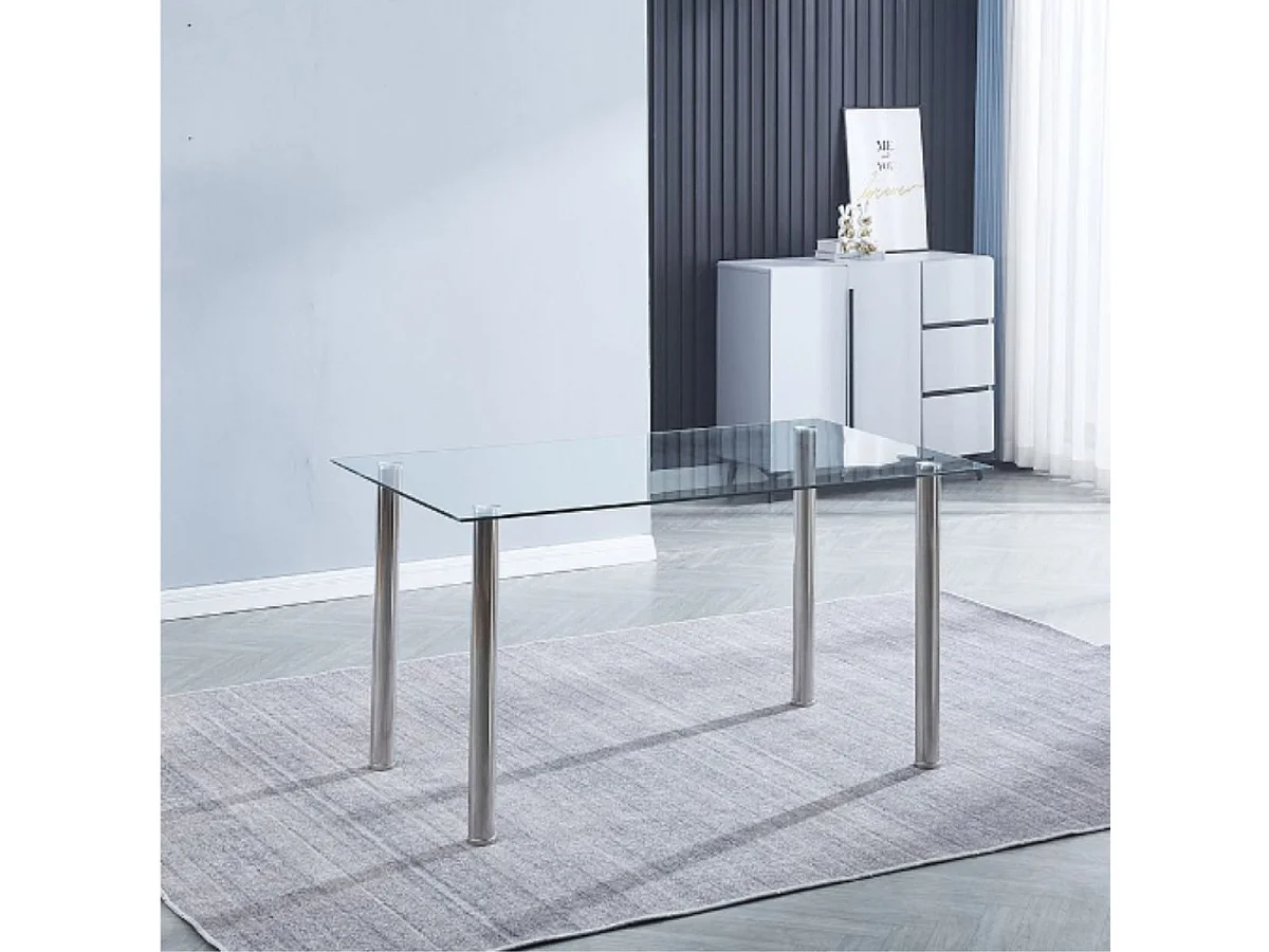 Mesa de cristal Avatar diseño fijo cromo 75x140x80 cm