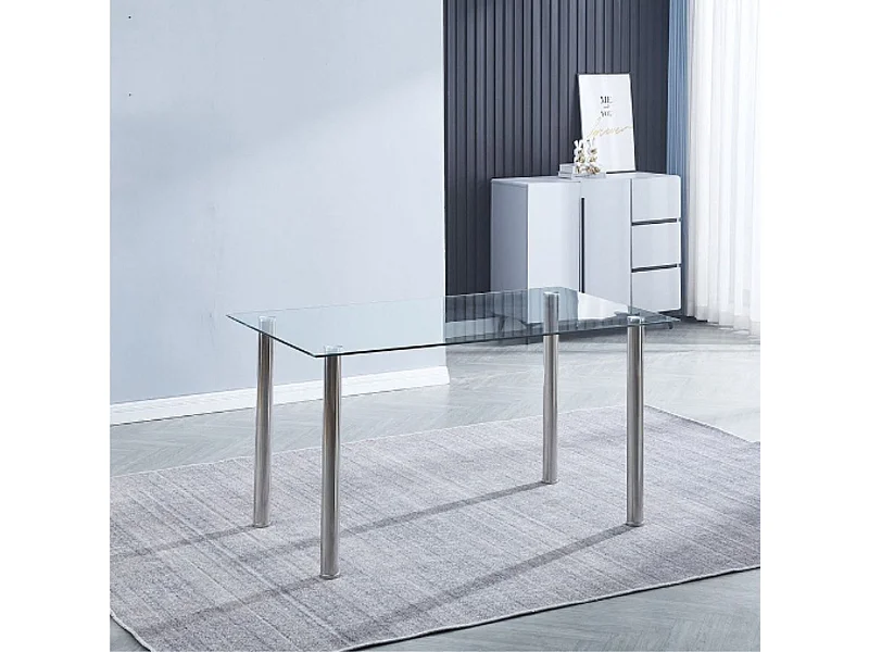 Mesa de cristal Avatar diseño fijo cromo 75x140x80 cm