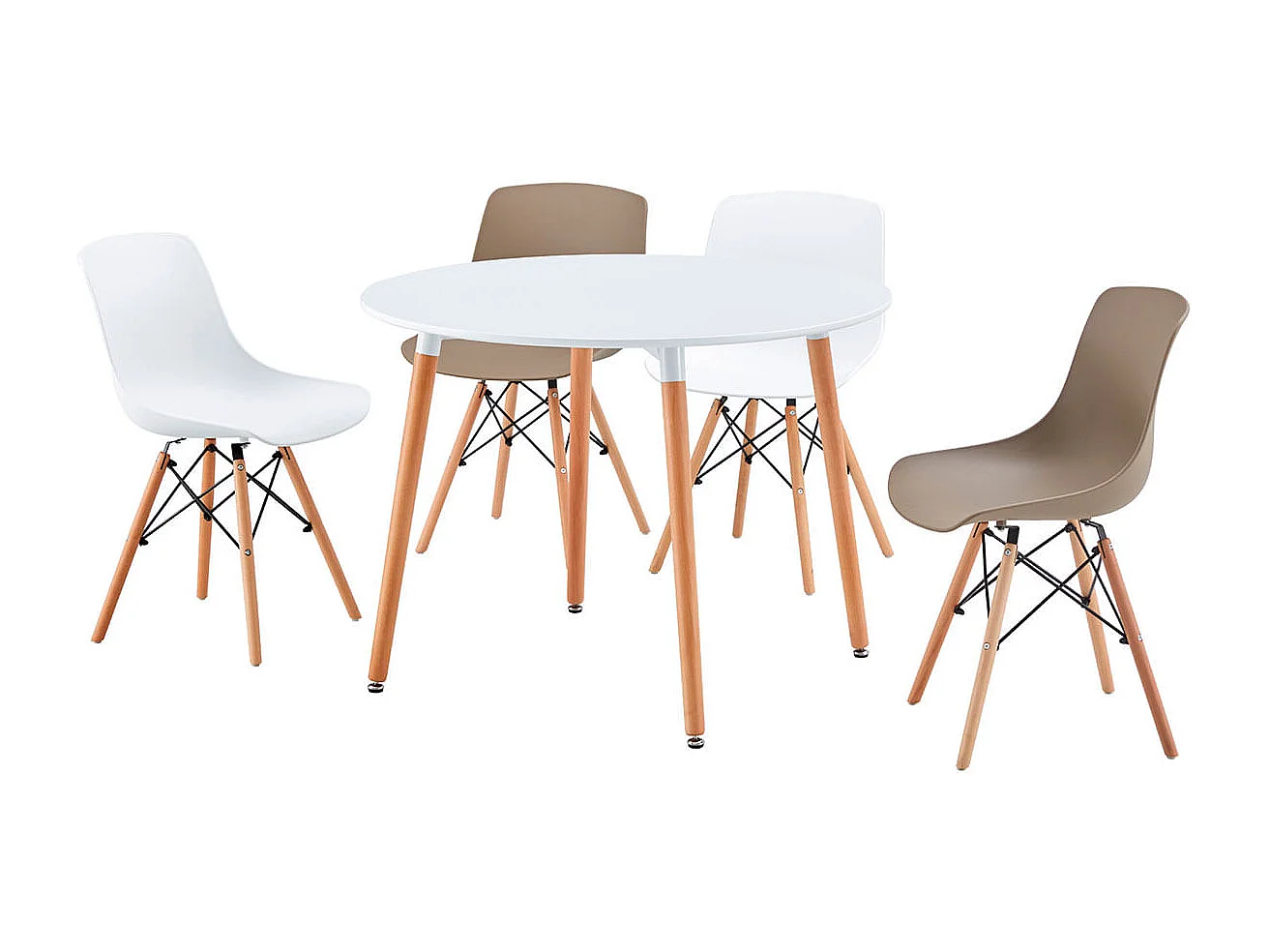 Mesa de comedor Nordika circular diseño nórdico blanco/haya 74,5x100x100 cm Adec