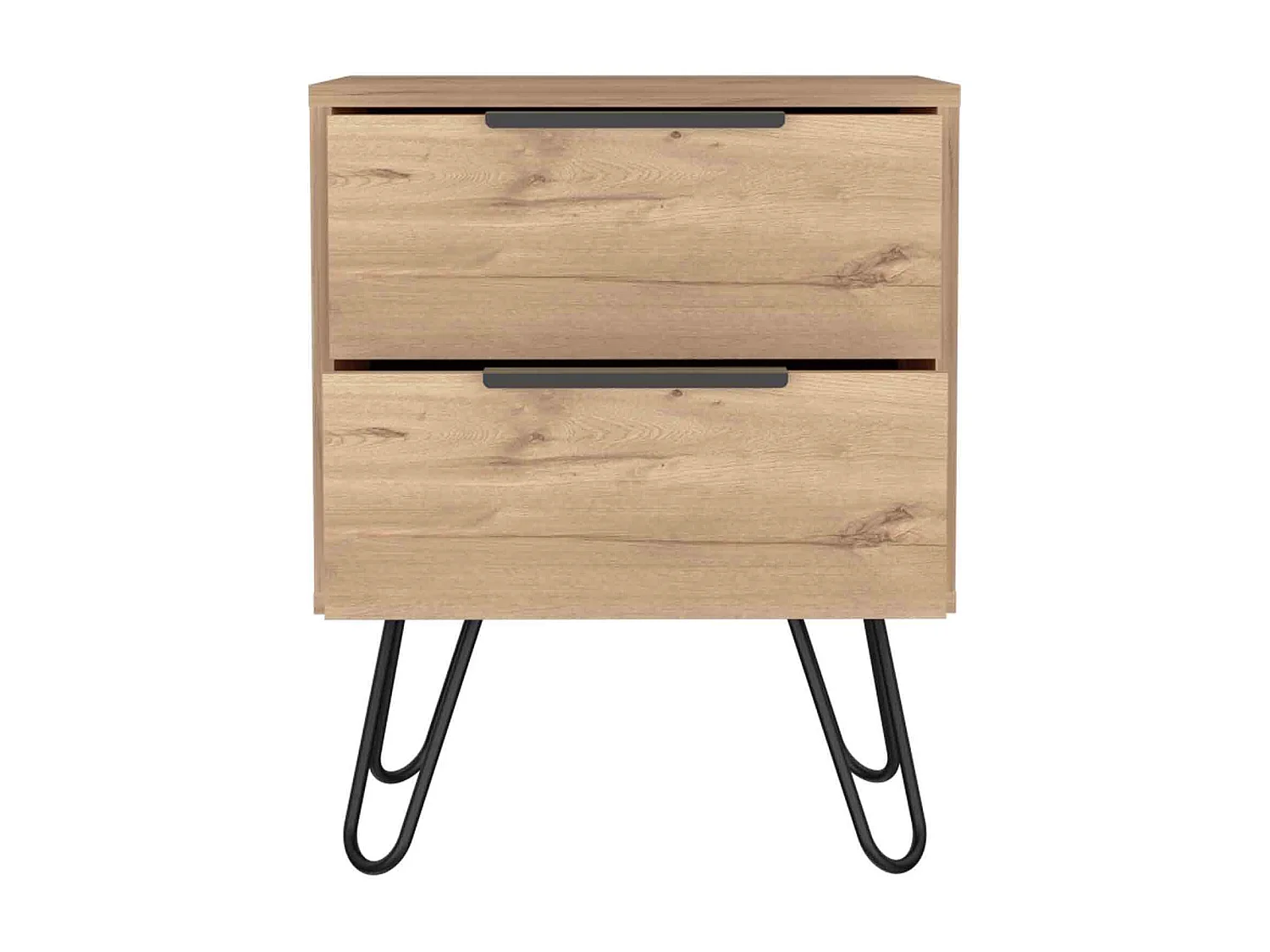 Table de chevet Augusta en mélamine avec 2 tiroirs avec rails métalliques , beige , 57 cm X 45 cm X 34.8 cm