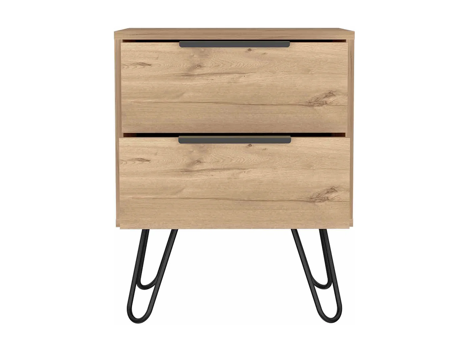 Mesa de cabeceira Augusta em melamina com 2 gavetas com calhas metálicas, bege, 57 cm X 45 cm X 34.8 cm