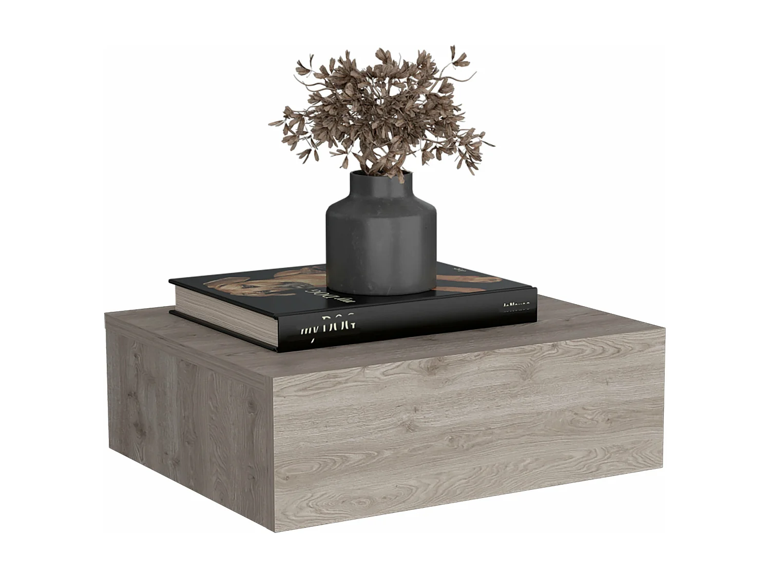 Mesita de noche flotante Milano en melamina un cajon de riel metalico , beige , 13 cm  X 40 cm  X 34.1 cm