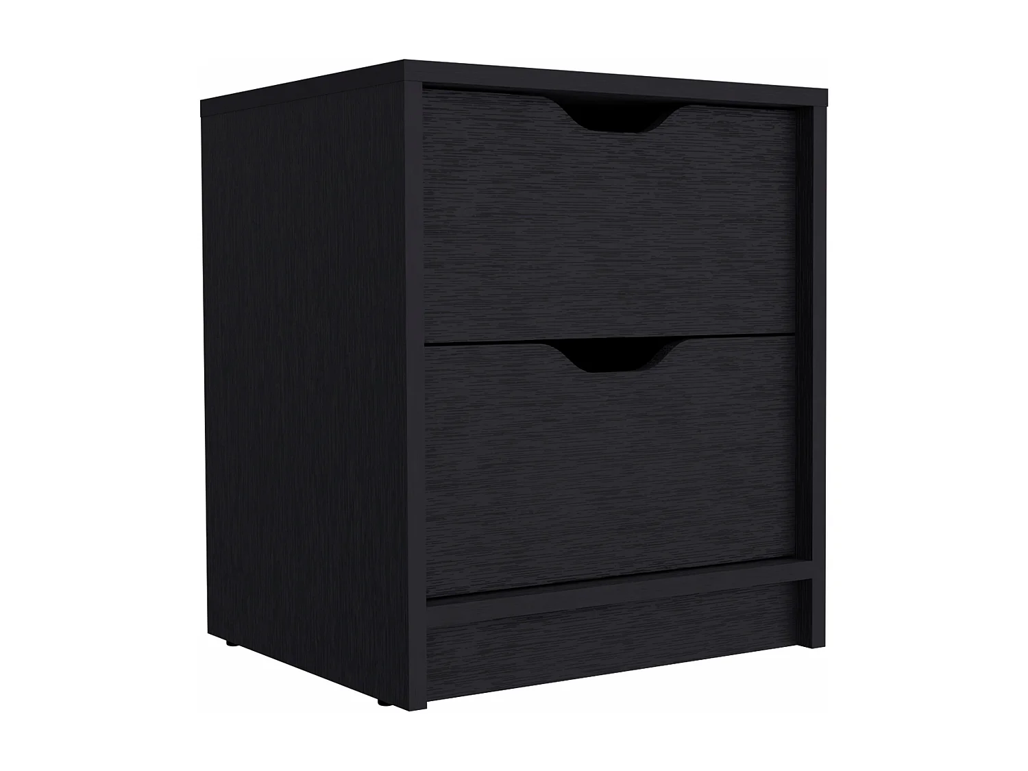 Table de chevet Basilea en mélamine avec 2 tiroirs avec rails métalliques , noir , 48 cm X 41 cm X 36.3 cm