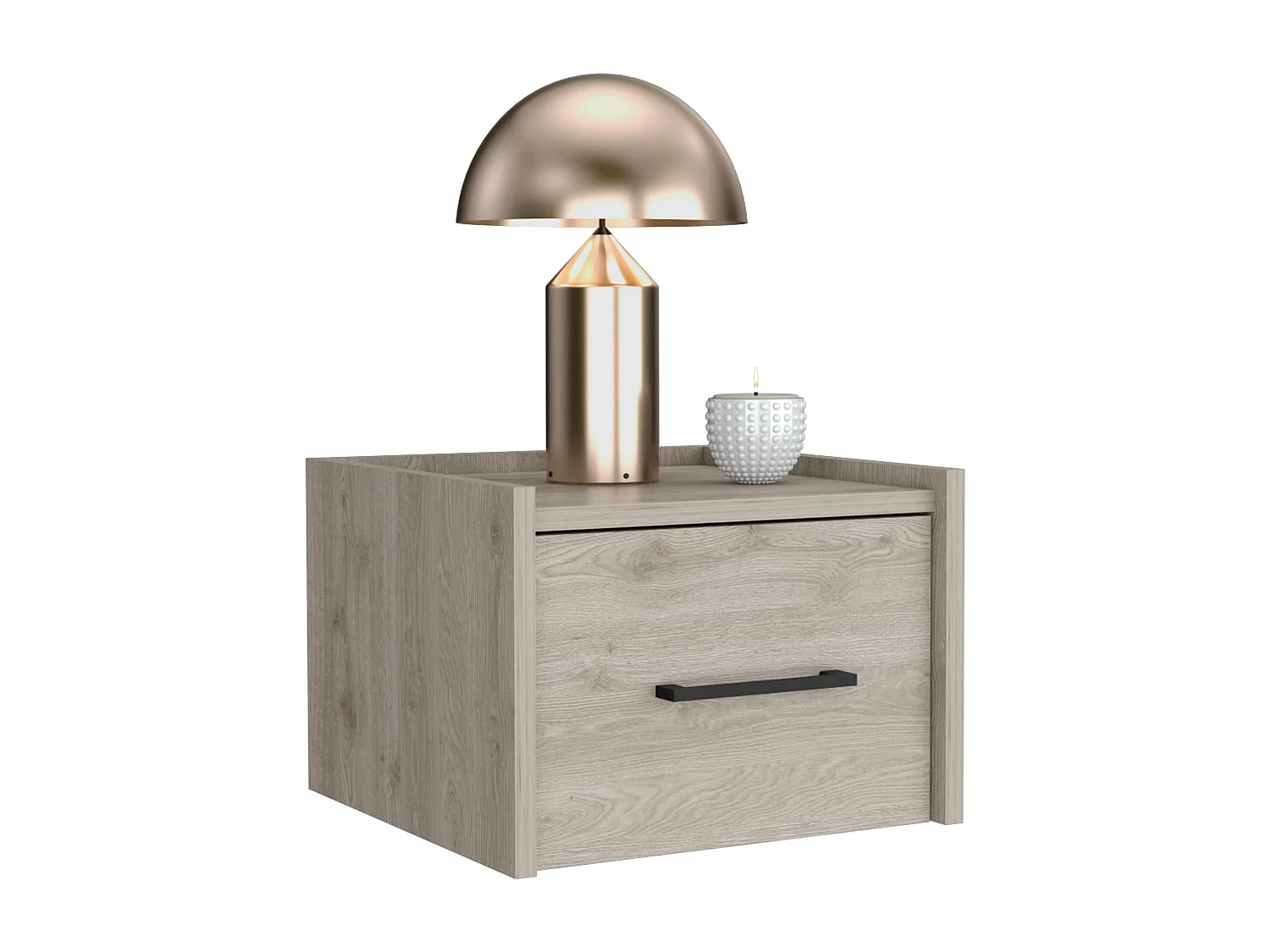 Comodino galleggiante Boa con un cassetto con guide metalliche , grigio , 25 cm X 35 cm X 33.5 cm