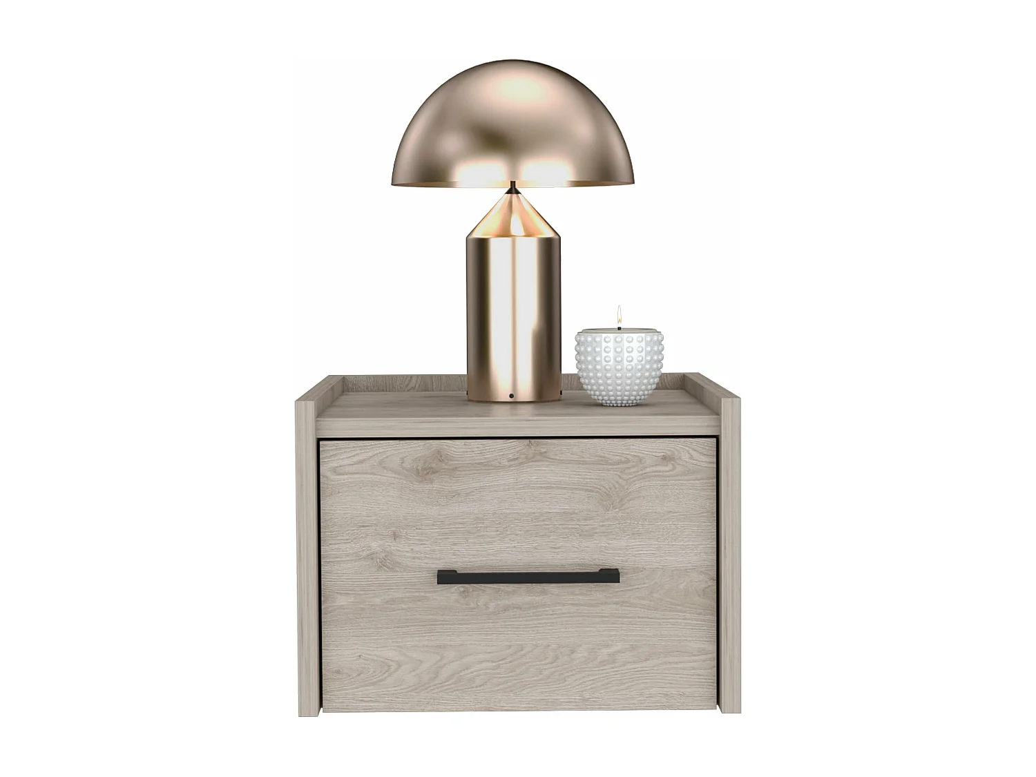 Comodino galleggiante Boa con un cassetto con guide metalliche , grigio , 25 cm X 35 cm X 33.5 cm