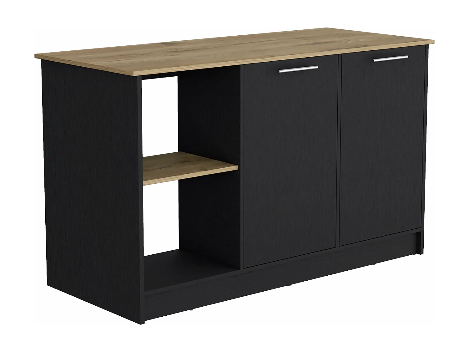 Isla de cocina Enebro en melamina con 2 puertas y 6 estantes , multicolor , 90 cm  X 150 cm  X 64 cm