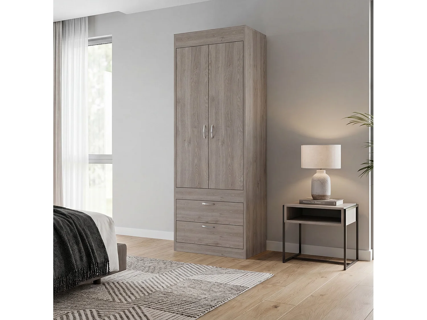 TUHOME CONCEPT Armario ropero Lisboa de 179 cm, gris ceniza
