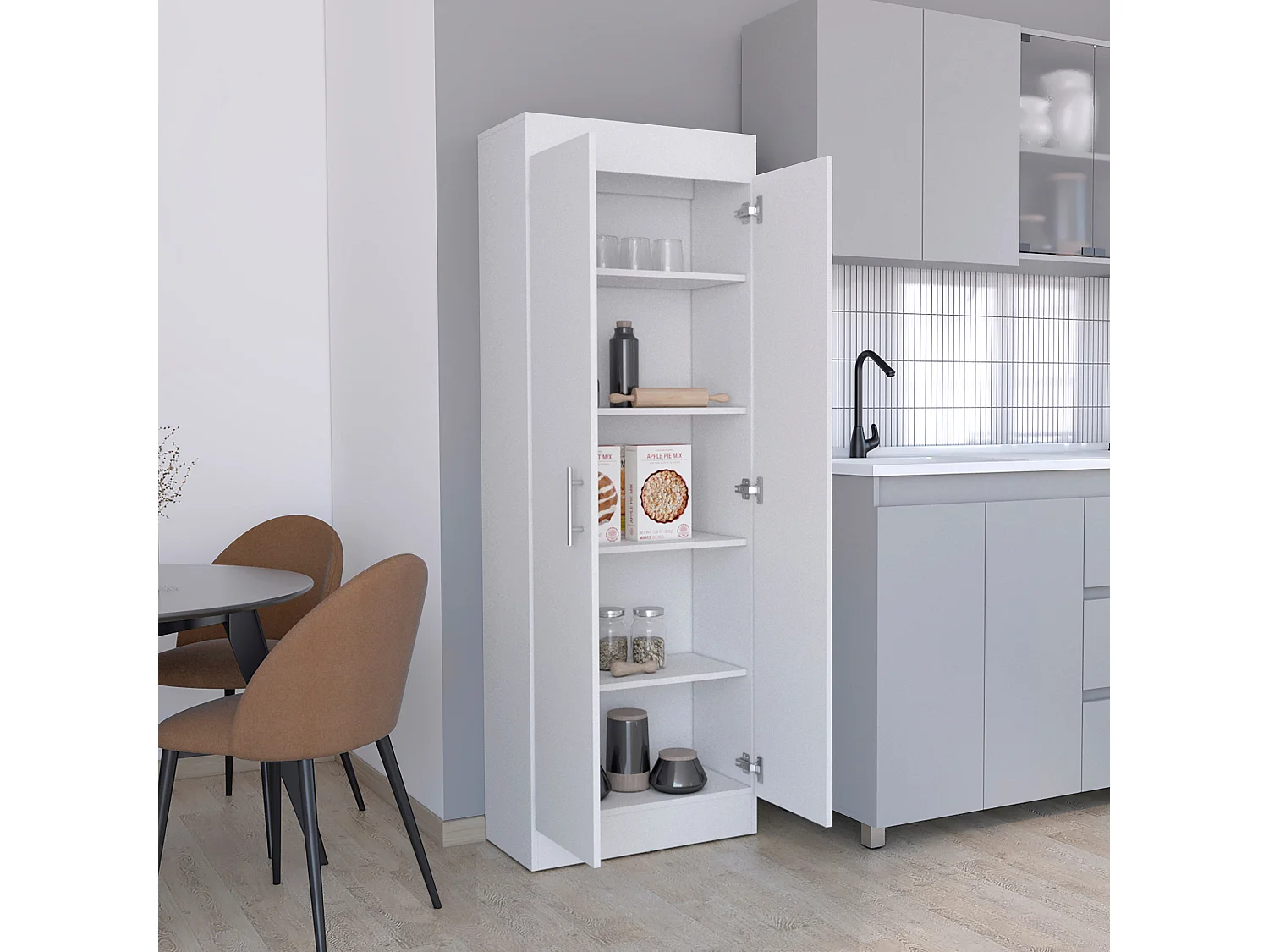 Armadio Nepal in melaminico a 2 ante e 5 ripiani, bianco, 169.9 cm X 60 cm X 30.3 cm