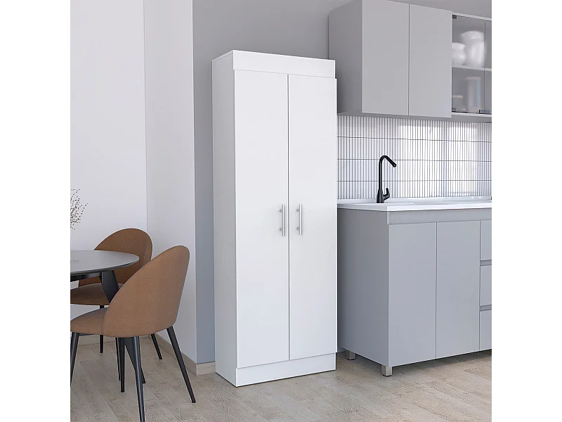 Armadio Nepal in melaminico a 2 ante e 5 ripiani, bianco, 169.9 cm X 60 cm X 30.3 cm