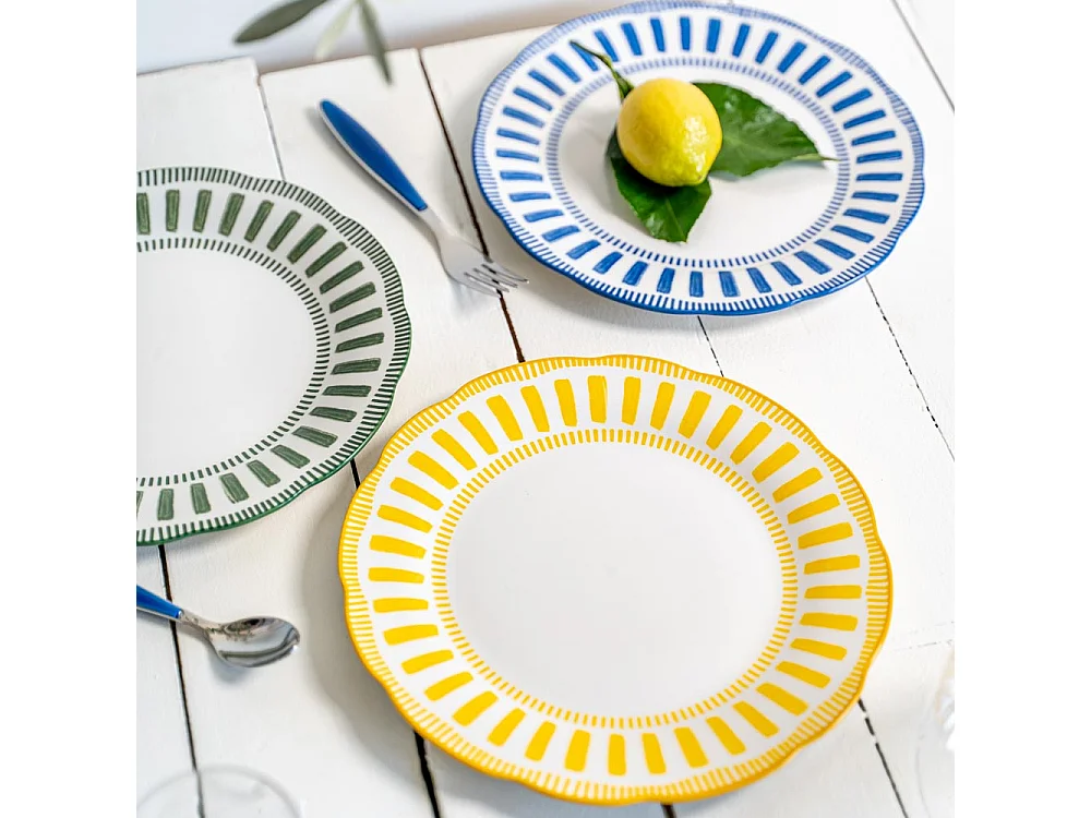 Assiette plate Napoli jaune 27 cm (lot de 6)