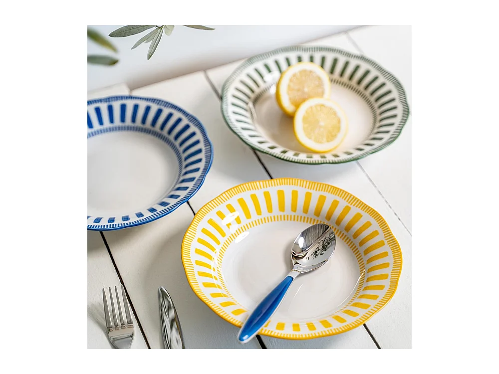 Assiette creuse Napoli jaune 22 cm (lot de 6)