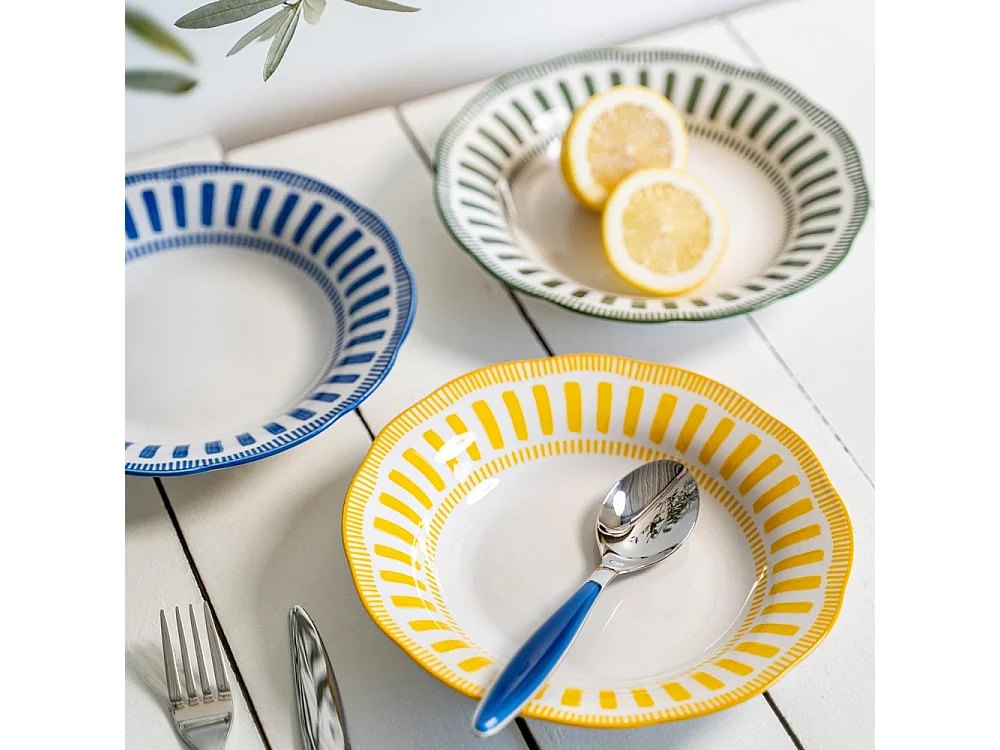Assiette creuse Napoli jaune 22 cm (lot de 6)