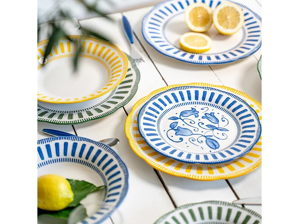 Assiette creuse Napoli bleue 22 cm (lot de 6)