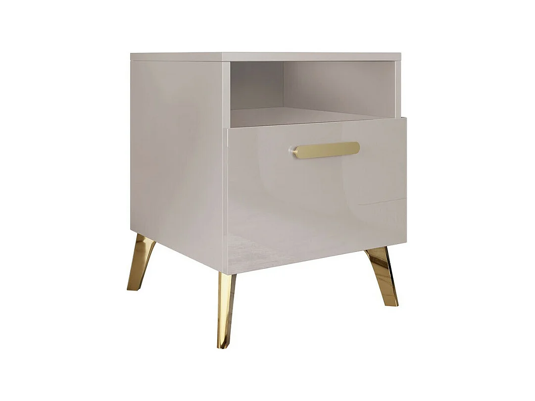 Table de chevet Comfivo Teslomo 111, Doré|Cachemire Brillant|Cachemire, 47x40x38cm