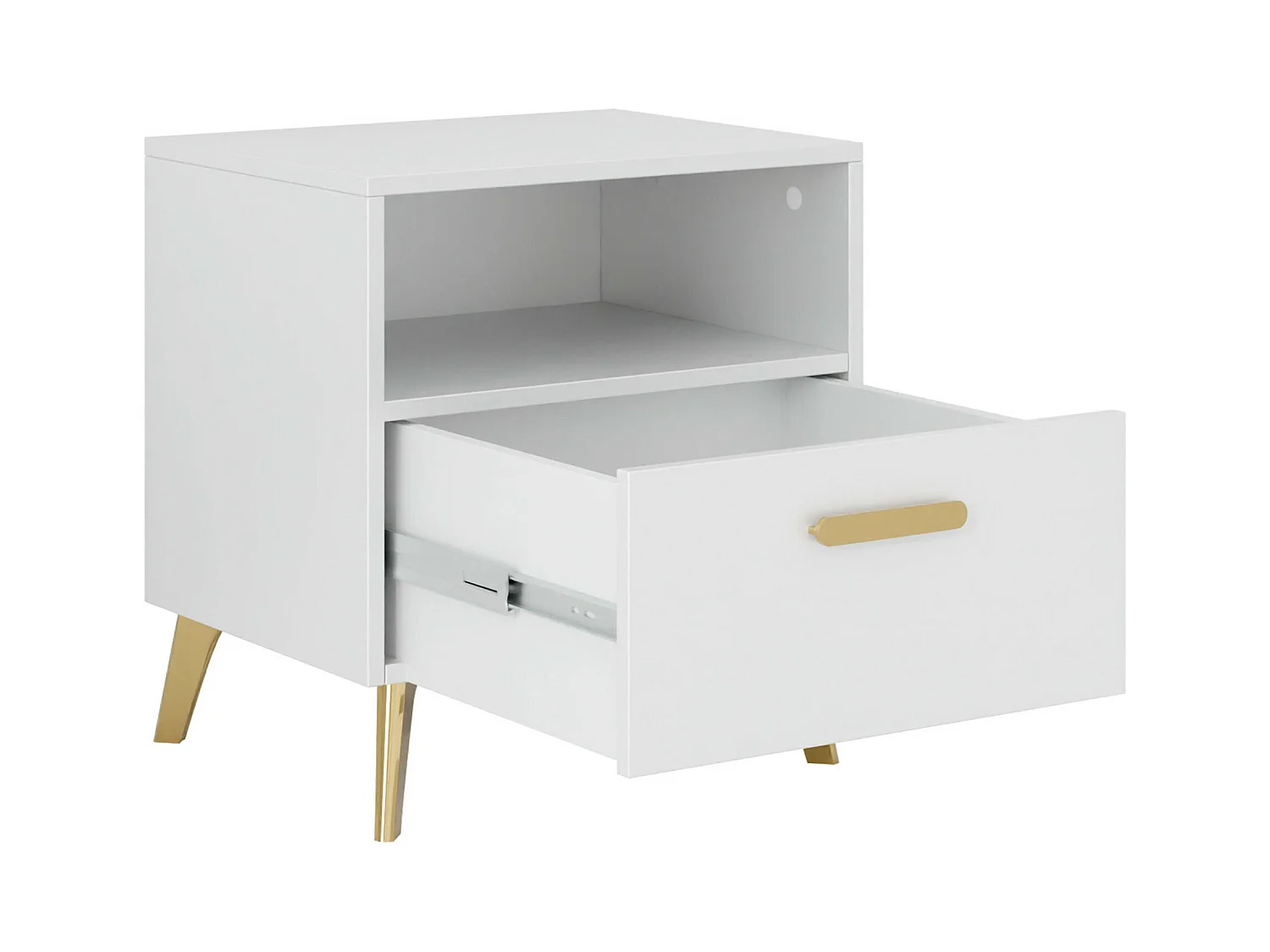 Table de chevet Comfivo Teslomo 111, Doré|Cachemire Brillant|Cachemire, 47x40x38cm