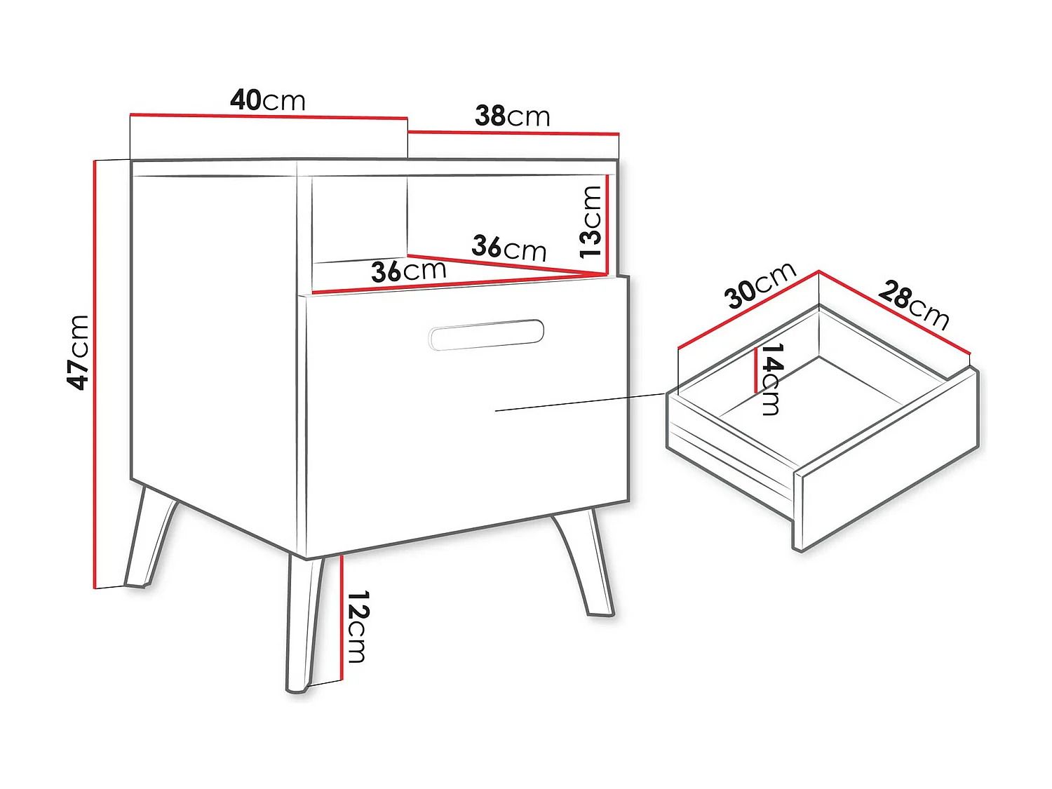 Table de chevet Comfivo Teslomo 111, Doré|Cachemire Brillant|Cachemire, 47x40x38cm