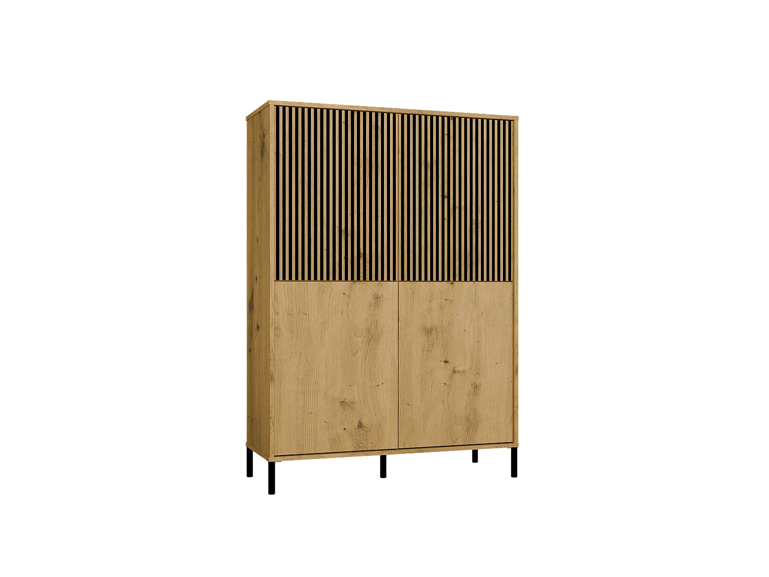 KAMARO - Armoire moderne 8 étagères et 4 portes - 147.5x103.5x40cm - Meuble de rangement - Chêne artisan