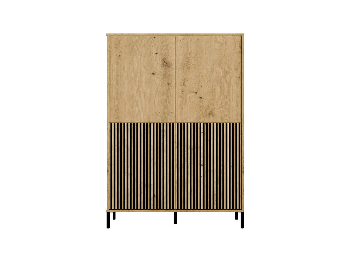 KAMARO - Armoire moderne 8 étagères et 4 portes - 147.5x103.5x40cm - Meuble de rangement - Chêne artisan