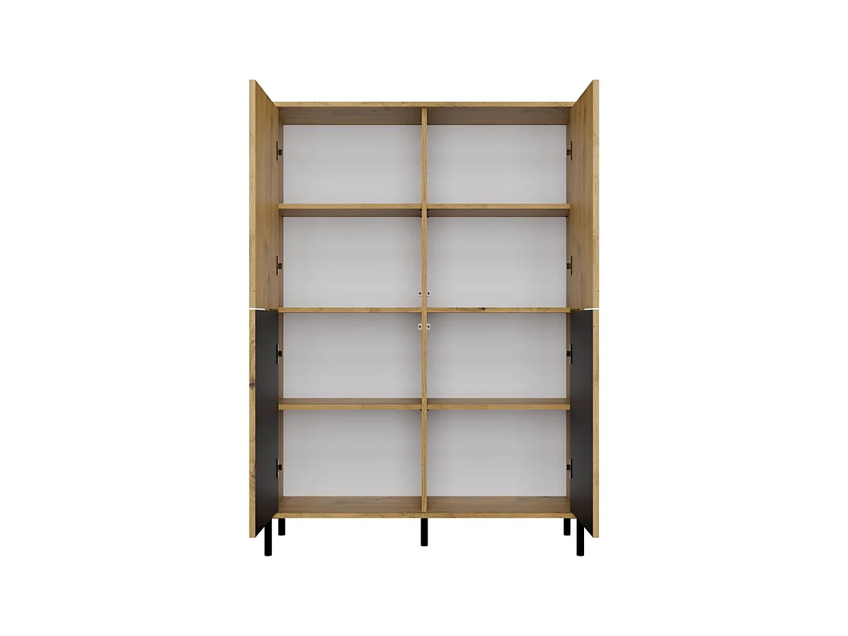 KAMARO - Armoire moderne 8 étagères et 4 portes - 147.5x103.5x40cm - Meuble de rangement - Chêne artisan