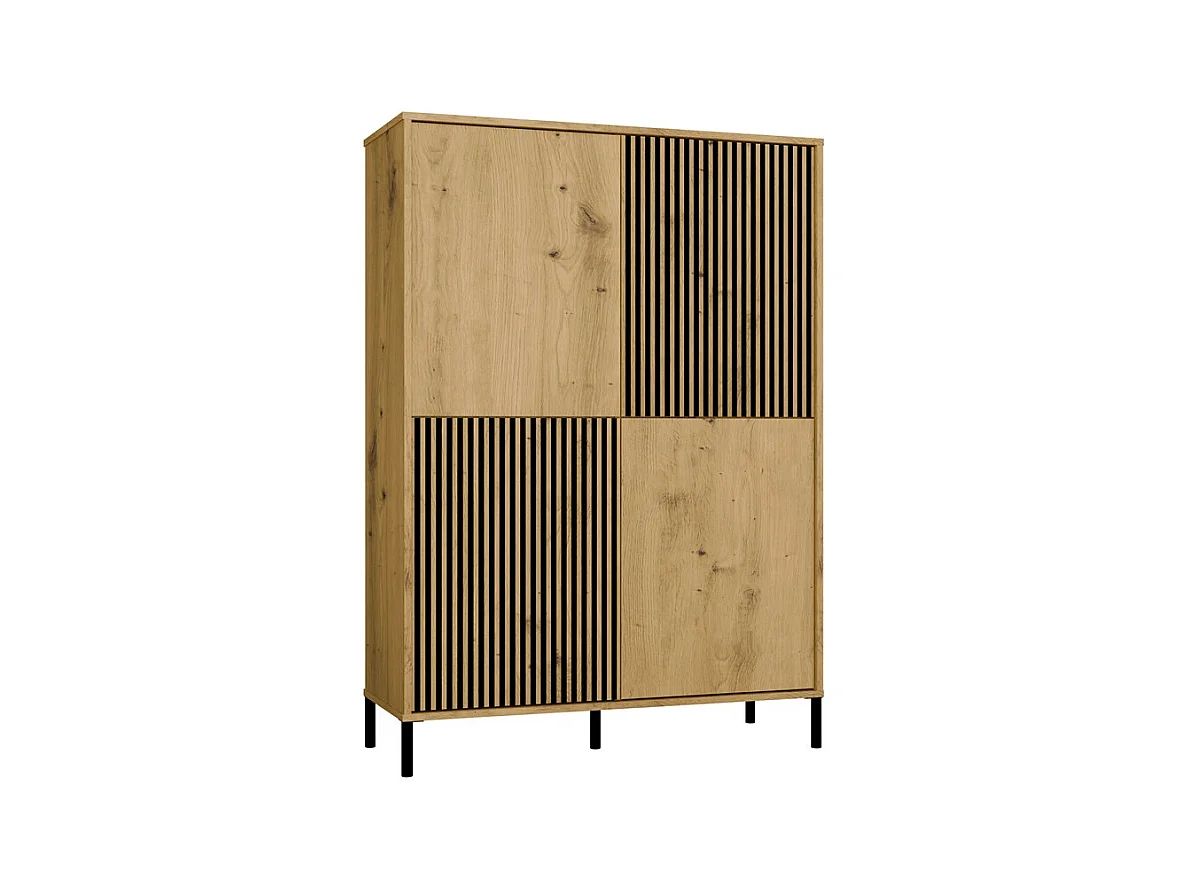 KAMARO - Armoire moderne 8 étagères et 4 portes - 147.5x103.5x40cm - Meuble de rangement - Chêne artisan