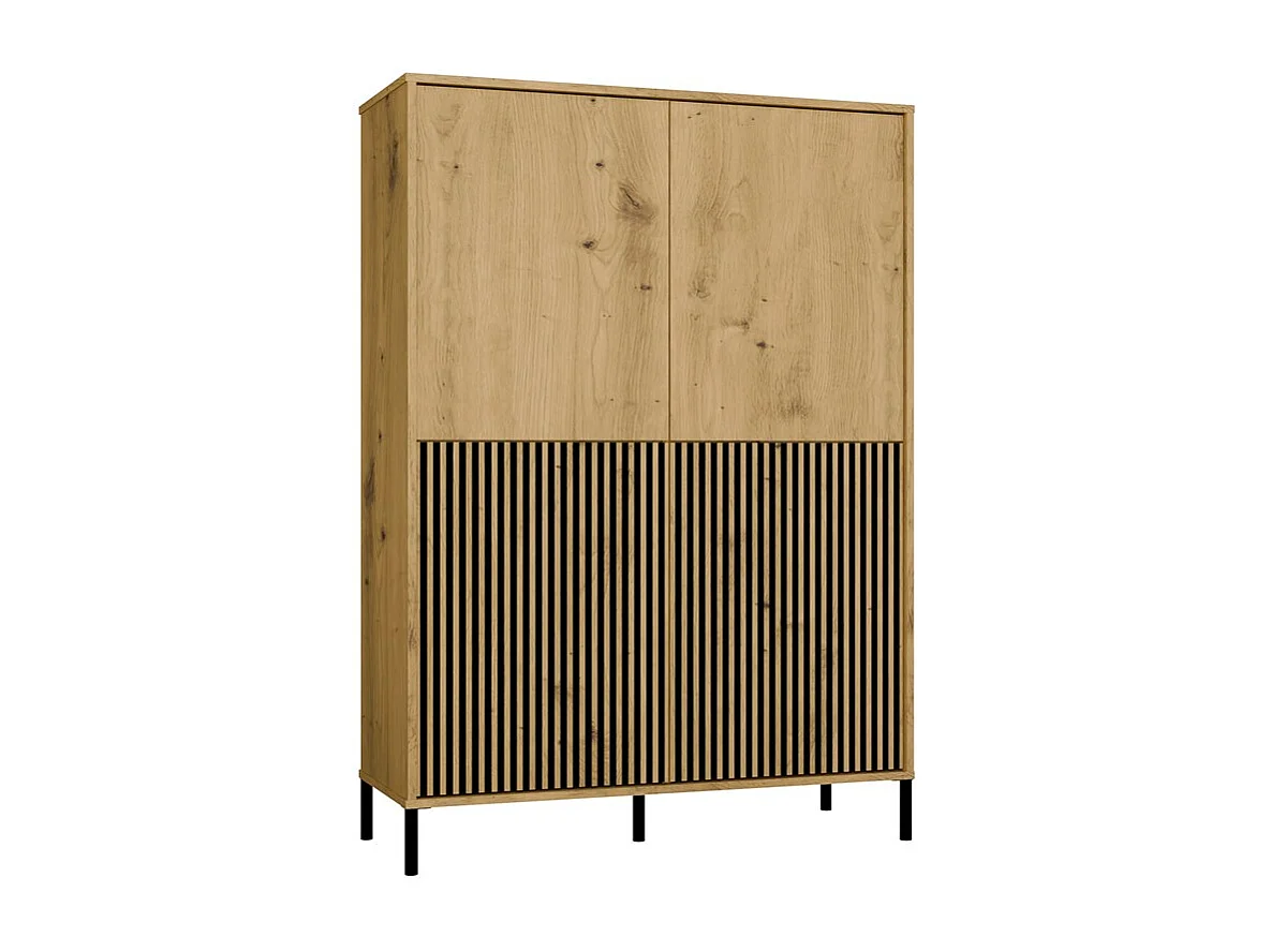 KAMARO - Armoire moderne 8 étagères et 4 portes - 147.5x103.5x40cm - Meuble de rangement - Chêne artisan